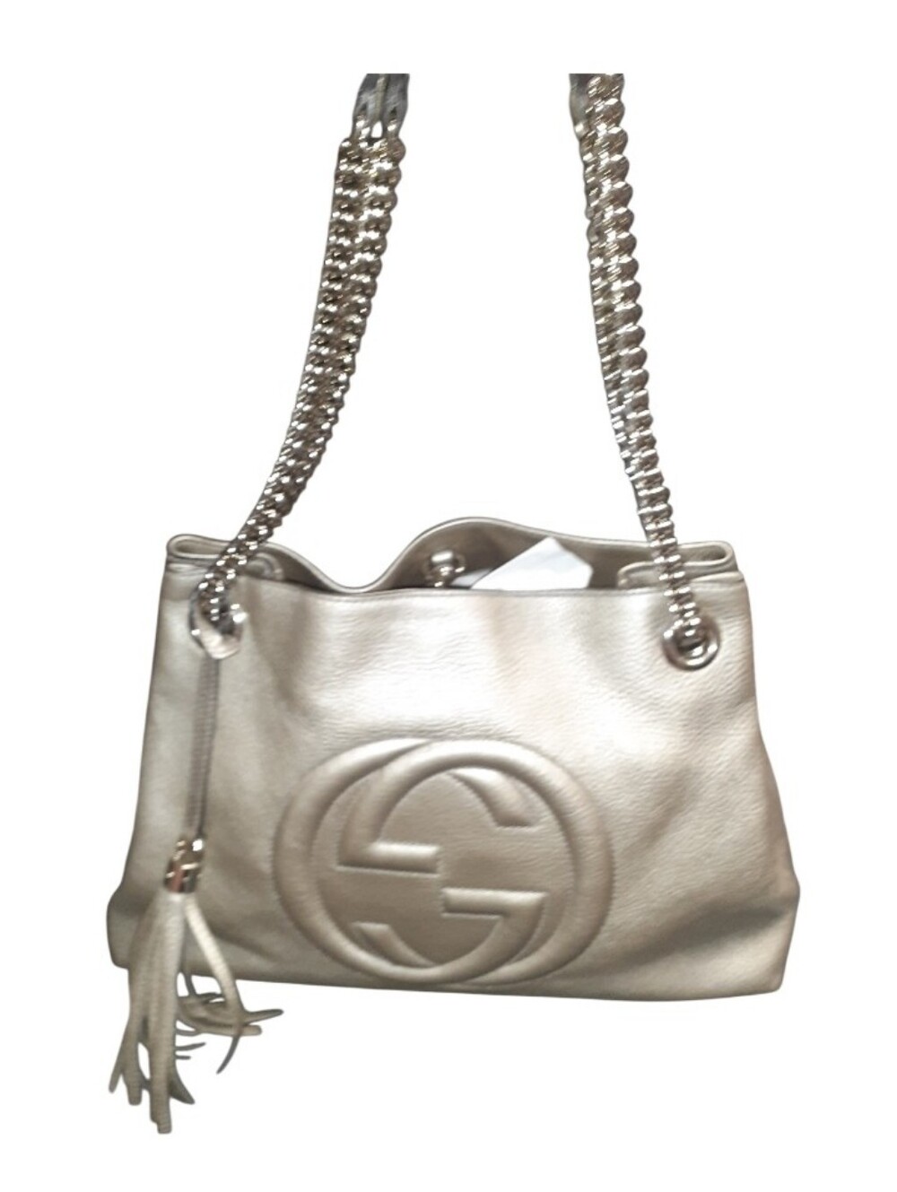 Gucci Metallic Champagne Soho Chain Shoulder Bag